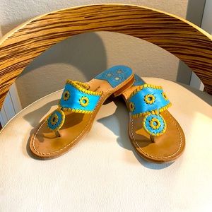 Jack Rogers Blue and Yellow Sandals Size 8